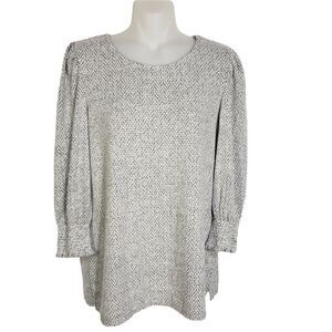 Peyton Primrose Womens Sweater Small Gray 3/4 Sleeve Pullover Scoop Neck Ruffles